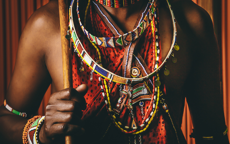 beadwork on male Maasai warrior