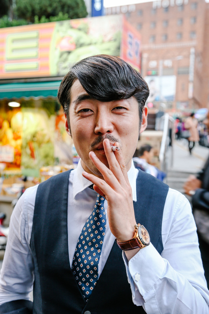 Korean business man smoking