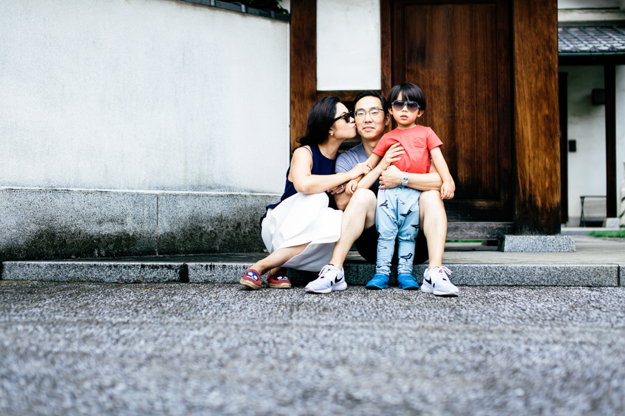 family portrait at shinto temple