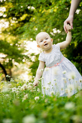 baby in clover field