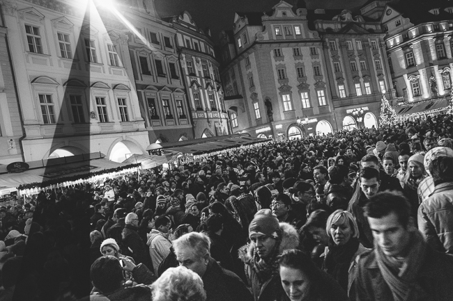 crowded Prague street