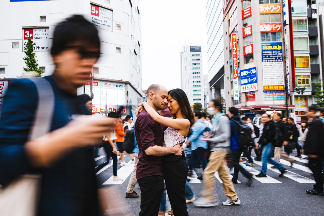 couple in Akihabara crosswalk