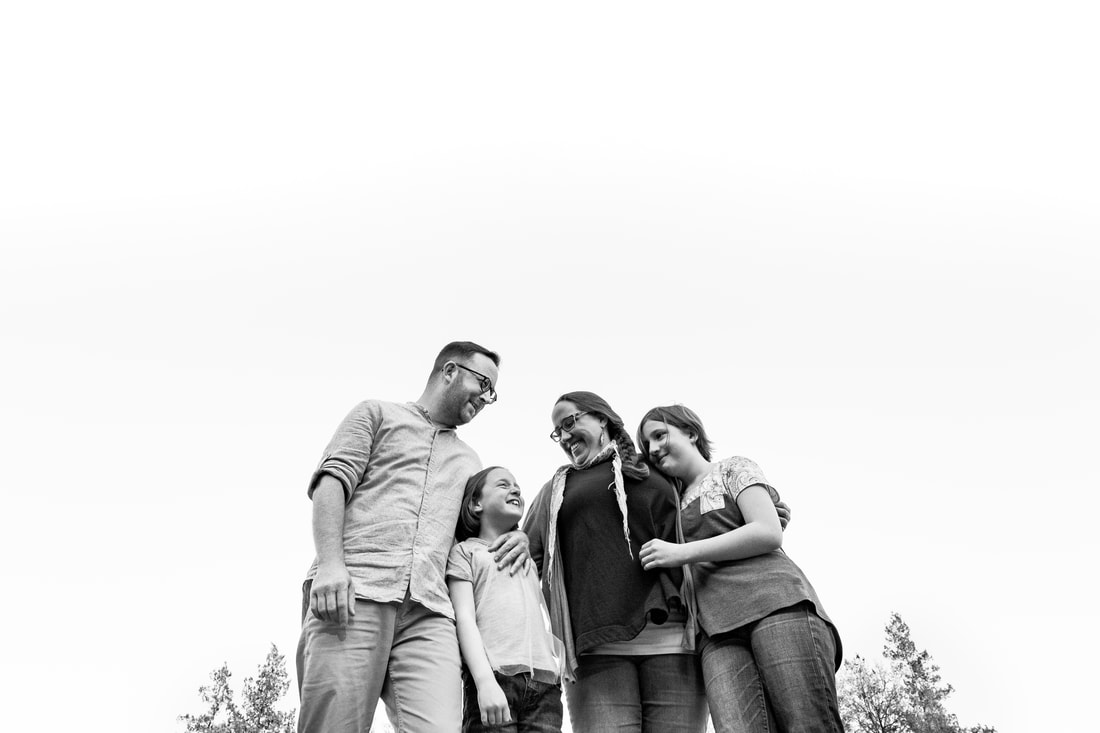 modern family portrait monochrome