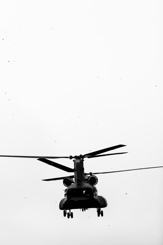 Chinook helicopter taking off