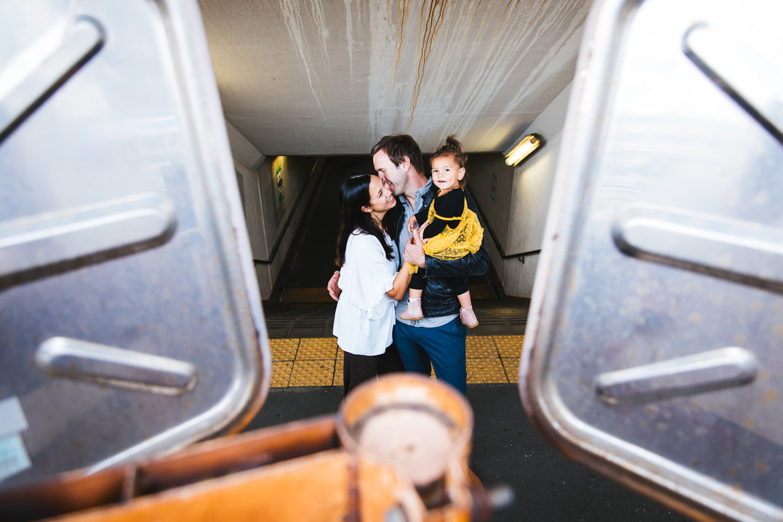 Family in Tama tunnel