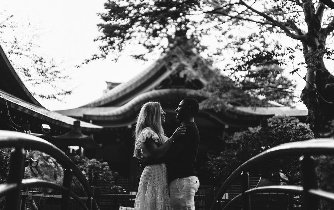 Japanese temple with couple