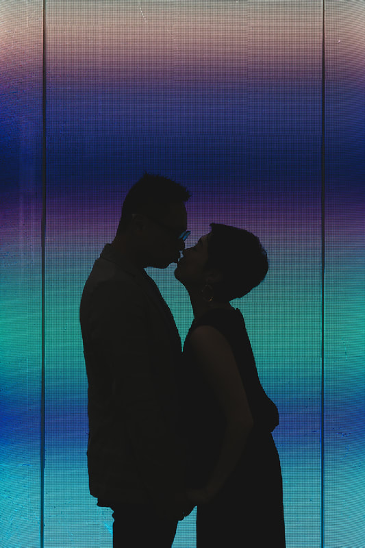 John and Annie kissing silhouette