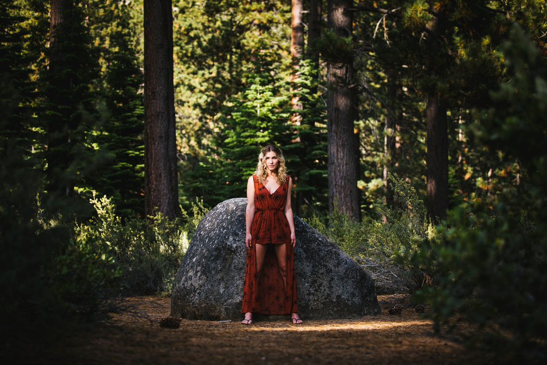 Kaitlin in Lake Tahoe forest 