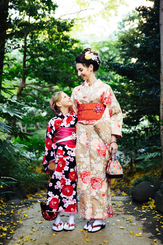 Mother and daughter in kimono