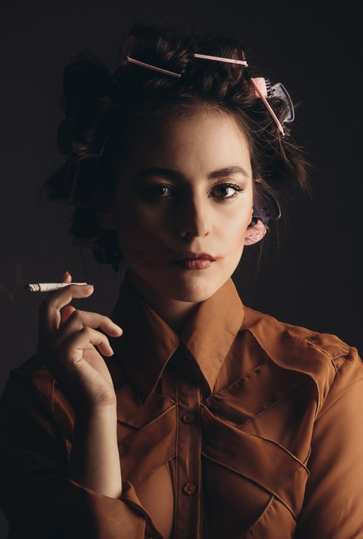 beautiful woman with cigarette
