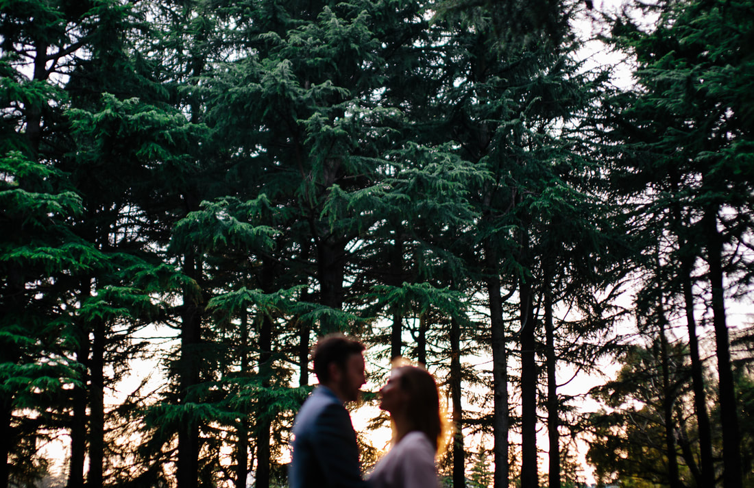 Blurry couple in foresst