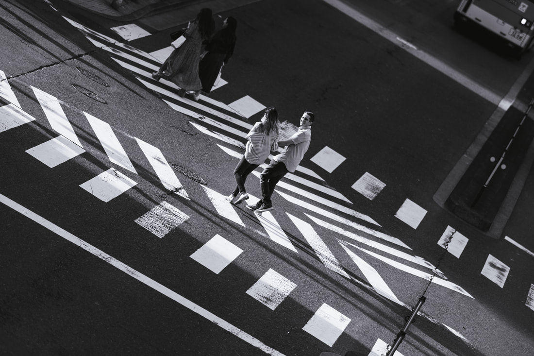 Eia and Tanner in Tokyo crosswalk