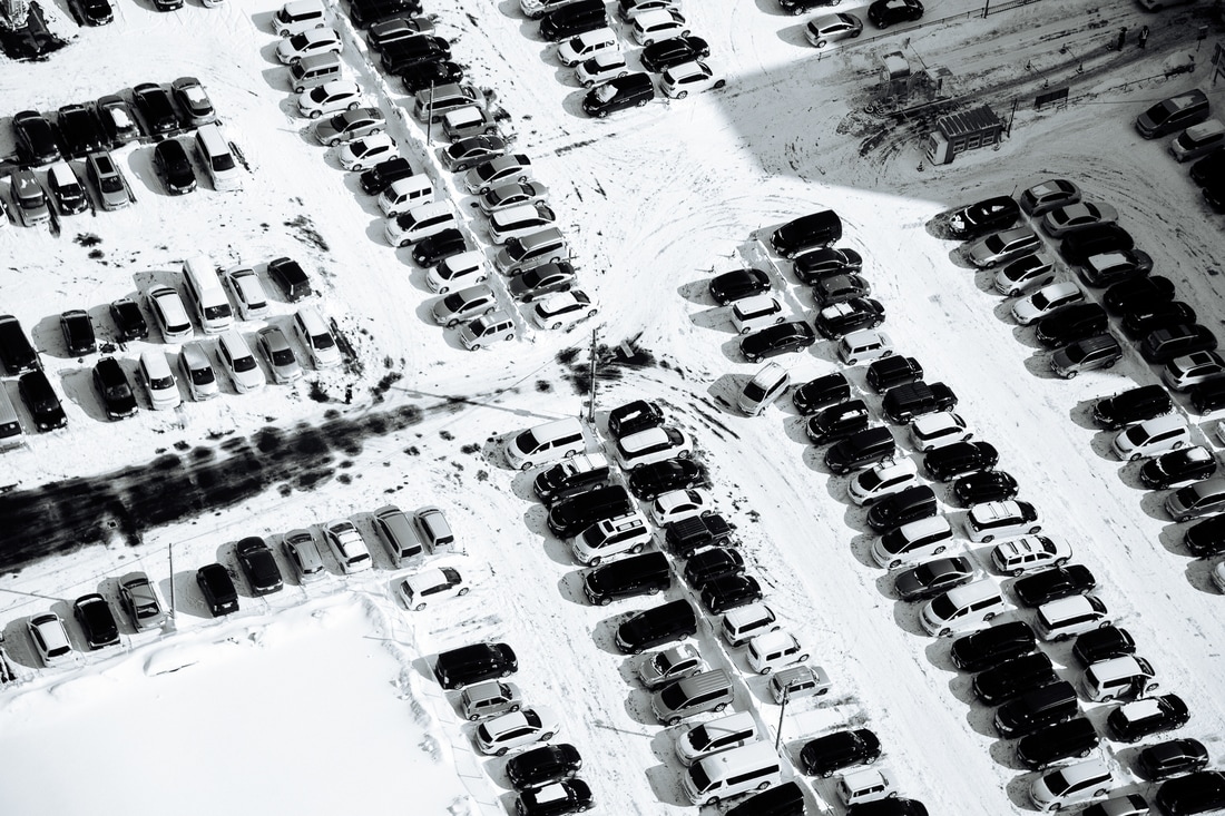 snowy parking lot