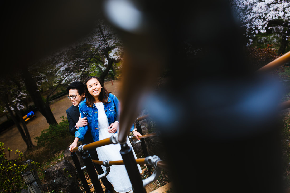couple on Mount Hakone stairs